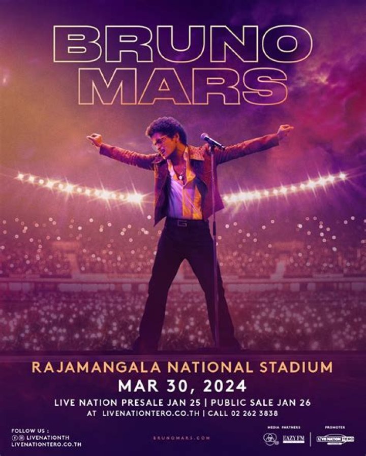 Bruno Mars Asia Tour 2024: Presale, Tickets, Dates, Venues, - SarkariResult