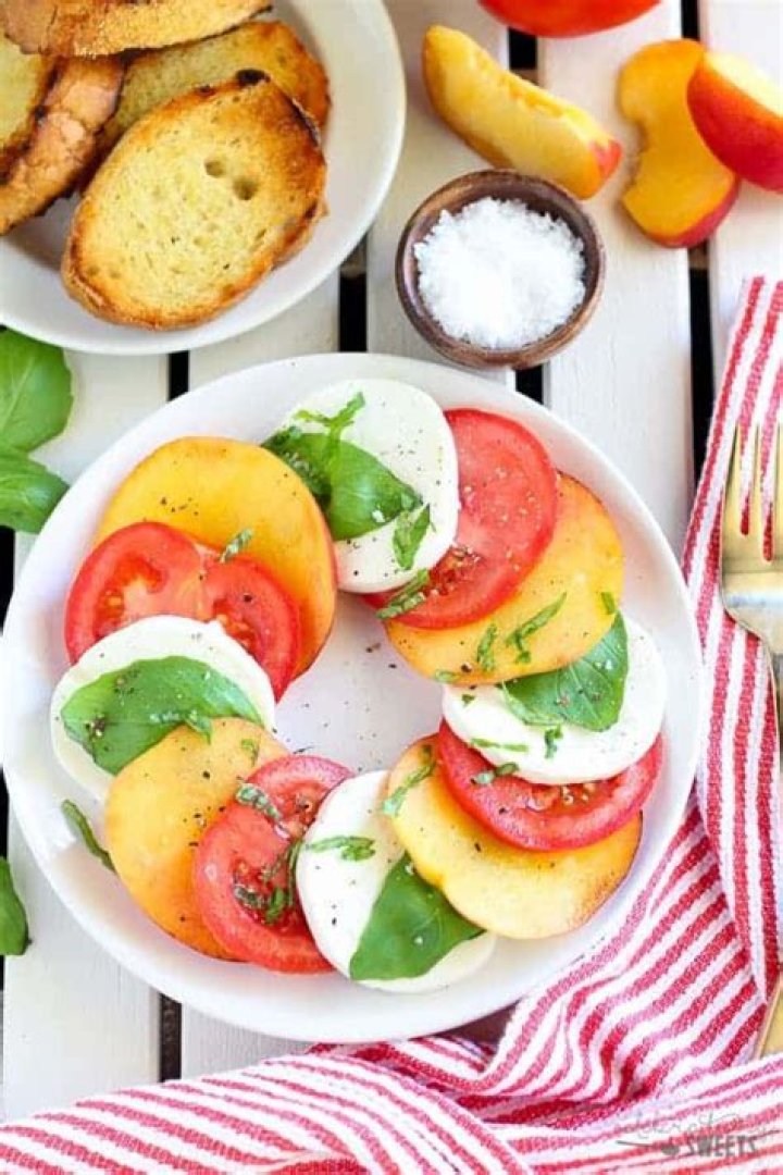 Caprese Peach Salad - Celebrating Sweets